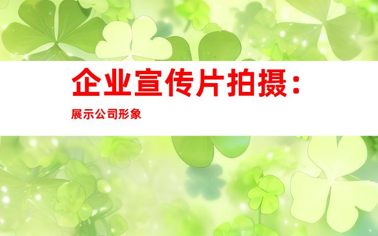 企业宣传片拍摄：展示公司形象