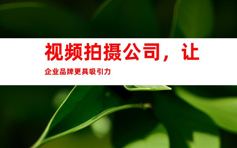 视频拍摄公司，让企业品牌更具吸引力