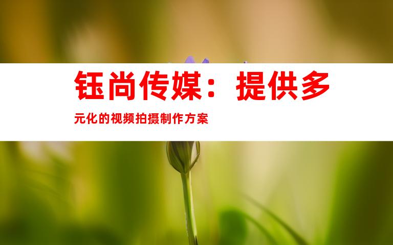 钰尚传媒：提供多元化的视频拍摄制作方案