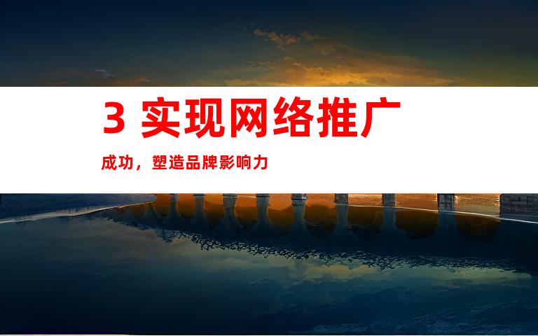 3. 实现网络推广成功，塑造品牌影响力